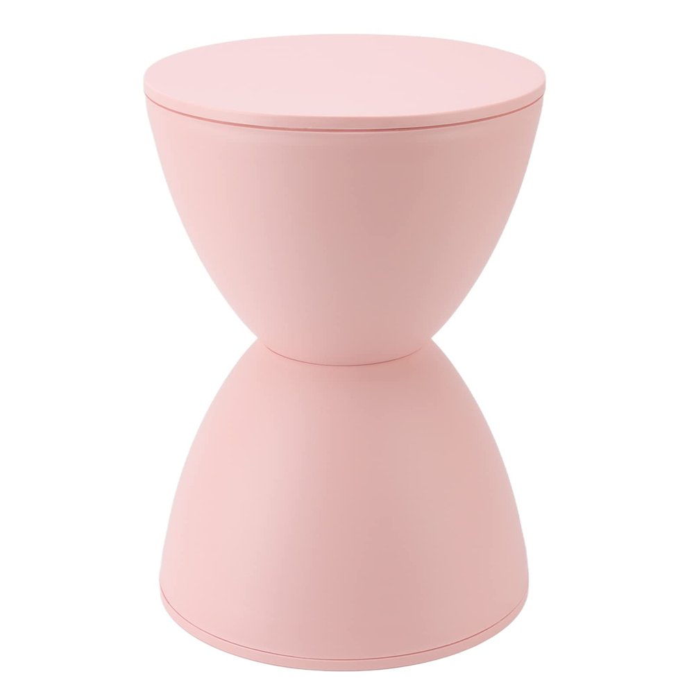 Keebgyy Hourglass Shaped Stool, Plastic Modern Simple Nordic Style, Contemporary Modern Hourglass Accent Stool, Household Round Stool for Bathroom Fitting Room Shoe Changing, Home Decoration(Pink)
