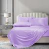 PURE ECO 6 Piece Satin Sheet Set Twin Size (39x75)+ 10 to 18 Inch Deep Pocket Lilac Color Twin Satin Bed Sheets Luxury Silky & Soft - 1 Fitted Sheet, 1 Flat Sheet, 4 Pillowcases view 1