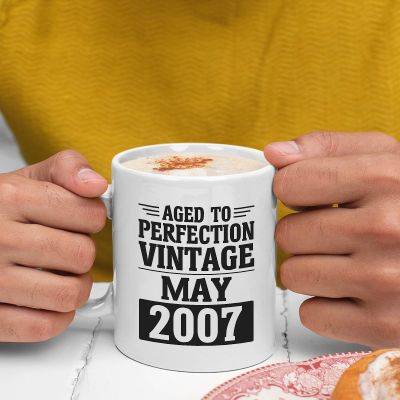 16th Birthday Gift For Those Born In 2007 White 11oz Ceramic Mug - Aged To Perfection Vintage May 2007