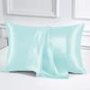 PURE ECO Luxurious 2 Piece Pillowcase Silk Satin Pillow Cover Standard Size, Long-Staple Soft & Silk Pillowcase for Hair and Skin, Envelope Closure(Standard 20" x 26", Aqua Blue) view 1