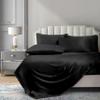 PURE ECO 6 Piece Satin Sheet Set Full Size (54x75)+ 10 to 18 Inch Deep Pocket Black Color Full Satin Bed Sheets Luxury Silky & Soft - 1 Fitted Sheet, 1 Flat Sheet, 4 Pillowcases view 1
