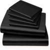 PURE ECO 6 Piece Satin Sheet Set Full Size (54x75)+ 10 to 18 Inch Deep Pocket Black Color Full Satin Bed Sheets Luxury Silky & Soft - 1 Fitted Sheet, 1 Flat Sheet, 4 Pillowcases view 2