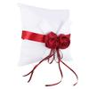 Tyenaza Wedding Pillow Set, White Stylish Wedding Ring Pillow with Artificial Rose Flower Ribbon Decor Wedding Props view 3