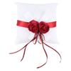 Tyenaza Wedding Pillow Set, White Stylish Wedding Ring Pillow with Artificial Rose Flower Ribbon Decor Wedding Props view 4