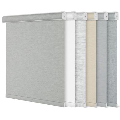 Sulugood,Blackout Roller Shades for Windows,Free-Stop Cordless Roller Blinds with Cassette Valance,Striped Jacquard Window Shades for Bedroom,Thermal Insulated Fabric,Gray,59.5" W x 96" H