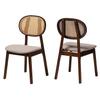 Baxton Studio Darrion Grey Fabric and Brown Wood 2-Piece Dining Chair Set view 1