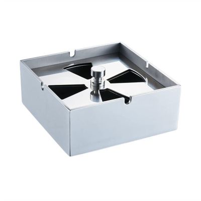 Ashtray Personalized Square Stainless Steel Rotary Ashtray with Cover Windproof Ashtray Large Household Car Cigar ashtray (Size : 1)