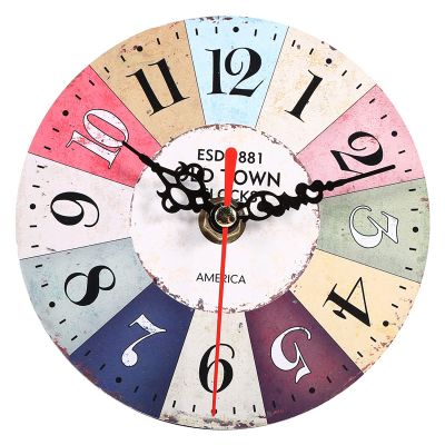 Artistic Inventive European Style Round Antique MDF Home Office Wall Clock Decoration New(Pattern: #5)