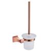Rose Gold Chrome Screw Wall Mounted Toilet Brush Holder with Glass Cup Toilet Cleaning Brush Toilet Polished WC Brush Holder,Rose Gold view 1