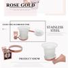 Rose Gold Chrome Screw Wall Mounted Toilet Brush Holder with Glass Cup Toilet Cleaning Brush Toilet Polished WC Brush Holder,Rose Gold view 2
