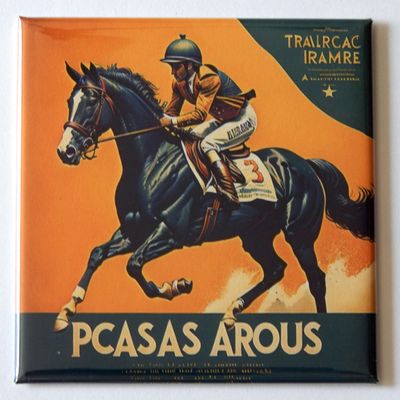 Jockey Horse Racing Fridge Magnet (3 x 3 inches)