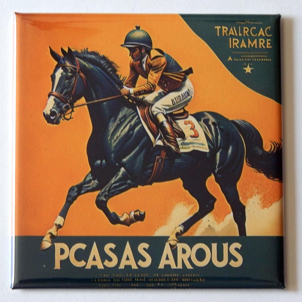 Jockey Horse Racing Fridge Magnet (3 x 3 inches)
