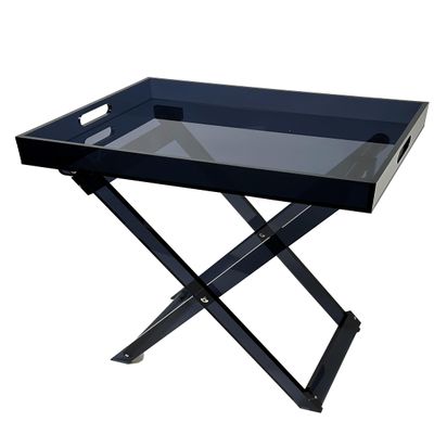 Designstyles Acrylic Folding Tray Table  Modern Chic Accent Desk - Kitchen and Bar Serving Table - Elegant Clear Design (Smoked)