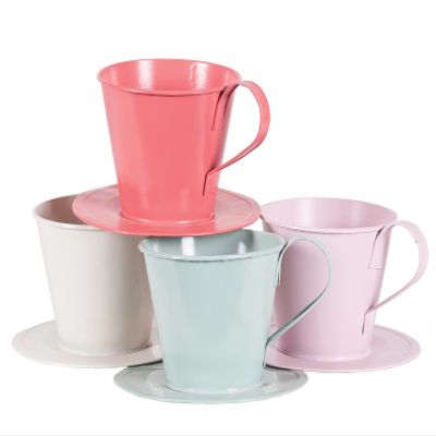 Tin Vases for Spring Wedding Decor l Tin Vase Containers l Metal Vase Farmhouse (3.3 x 3.3, Mint) (4-413MT_1DTN)