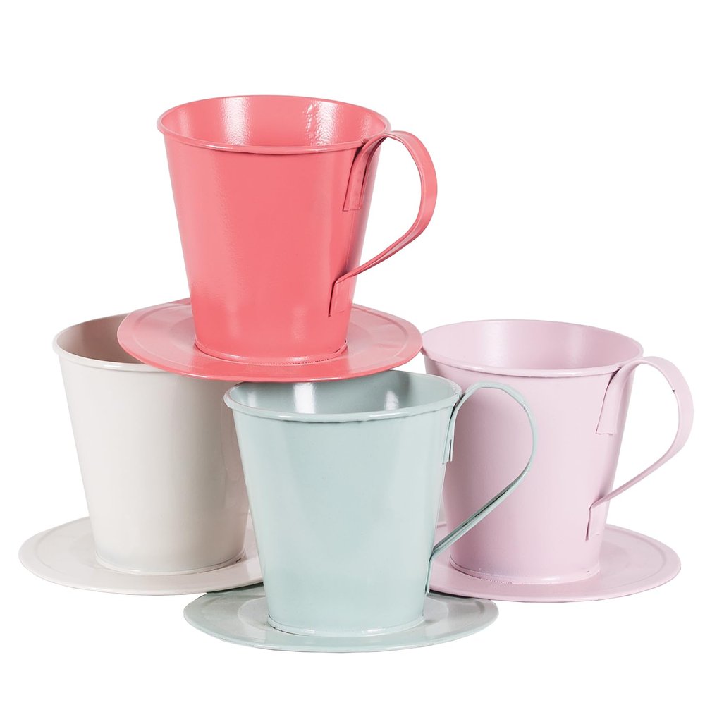 Tin Vases for Spring Wedding Decor l Tin Vase Containers l Metal Vase Farmhouse (3.3 x 3.3, Mint) (4-413MT_1DTN)