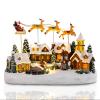Bdor Christmas Village House, Animated Santa Sleigh & Reindeer with Lights view 1
