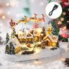 Bdor Christmas Village House, Animated Santa Sleigh & Reindeer with Lights view 4