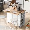 Gustonhon Kitchen Island with Drop Leaf,Dining Table Trolley with Power Outlet and Rubber Wood,Open Storage and Wine Rack,5 Wheels,with Adjustable Storage for Home, Kitchen, and Dining Room (White) view 1