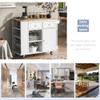 Gustonhon Kitchen Island with Drop Leaf,Dining Table Trolley with Power Outlet and Rubber Wood,Open Storage and Wine Rack,5 Wheels,with Adjustable Storage for Home, Kitchen, and Dining Room (White) view 3