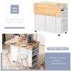 Gustonhon Kitchen Island with Drop Leaf,Dining Table Trolley with Power Outlet and Rubber Wood,Open Storage and Wine Rack,5 Wheels,with Adjustable Storage for Home, Kitchen, and Dining Room (White) view 4