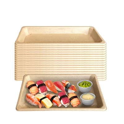 EcoQuality Compostable Sushi Trays Medium - Natural Sugarcane Bagasse Take Out Sushi Container - Biodegradable, Disposable Sushi Plate, Eco Friendly, Plastic Alternative, to go, Serving Tray (300)