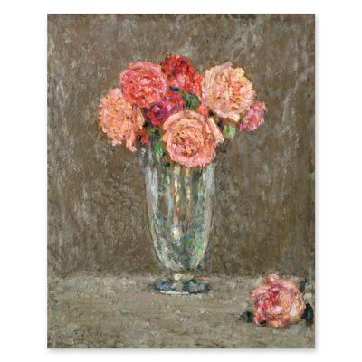 CLOUD NINE PRINTS | Roses, Vintage French Still Life Print - Impressionist Flower Wall Art, Orange Modern Art Decor, Bohemian Rose Art (Unframed 5x7 Print)