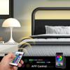 Catrimown Twin Bed Frame with LED Lights, Heavy Duty Metal Rustic Twin Platform Bed Frame with Wood Headboard, Under Bed Storage, Noise Free, No Box Spring Needed, Black view 4