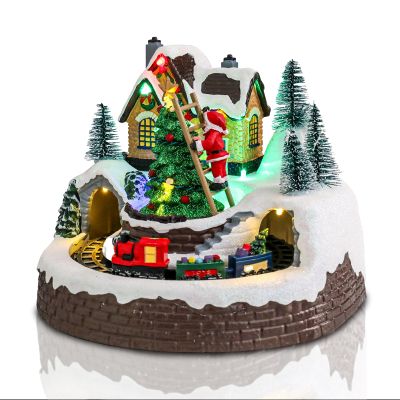 Bdor Christmas Village House, Animated Train & Village Town with LED Lights
