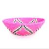African Basket Rwanda Basket Woven Basket Sweet Grass and Sisal Pink & Black 12" x 3" view 2