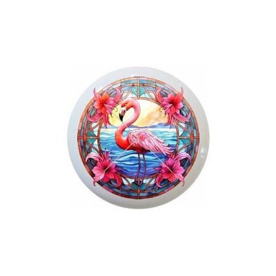 Flamingos Stained Glass Look Pink Red Several Designs to Choose From - 1.5" DECORATIVE Glossy Ceramic Dresser Drawer PULLS Cabinet Cupboard KNOBS (14)