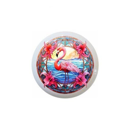 Flamingos Stained Glass Look Pink Red Several Designs to Choose From - 1.5" DECORATIVE Glossy Ceramic Dresser Drawer PULLS Cabinet Cupboard KNOBS (14)