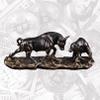 AETVRNI Wall Street Bull & Bear Statue - Bronze Patina Resin Stock Market Decor, Charging Sculpture Gifts for Market Lovers view 1