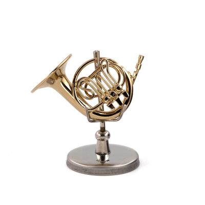 DZDZDZ Mini Musical Instrument Model Miniature Copper French Horn Model with Case Mini Musical Instrument Decorative Ornaments (Color : 5.5cm)