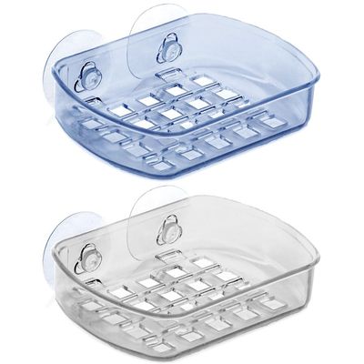 2 Pc Soap Bar Tray Dish Suction Cup Draining Shower Rack Bathroom Holder Saver Holder Self Draining Soap Dish Holes Easy Clean Bar Soap Holder with Suction Cup Soap Dish Suitable for Shower Bathroom