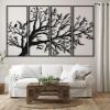 ICEWQOQU Tree of Life Metal Wall Art Set of 4, 65"W x 39"H / 165x98 cm, Black view 1