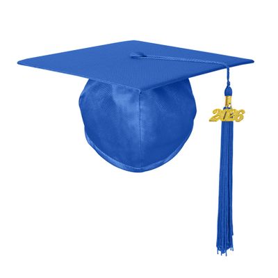 Misscom Unisex Shiny Adult Graduation Cap with 2026 Charm Tassel for High School and Bachelor Royal Blue