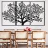 ICEWQOQU Tree of Life Wall Art, 3 Piece Metal Tree Wall Decor, Outdoor Metal Wall Art for Living Room, Bedroom, Bathroom, Hanging Over Bed Decor, Home Decor (89" W x 51" H / 227x130 cm, black) view 1
