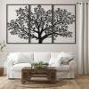 ICEWQOQU Tree of Life Wall Art, 3 Piece Metal Tree Wall Decor, Outdoor Metal Wall Art for Living Room, Bedroom, Bathroom, Hanging Over Bed Decor, Home Decor (89" W x 51" H / 227x130 cm, black) view 2