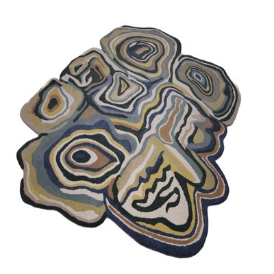 AVYAY RUGS Modern Colourful Stripe Handmade Wool Rug | Irregular Shaped Premium Area Rug for Living Room Bedroom Dining Room and Kitchen Decor (Multi, 8' x 10')