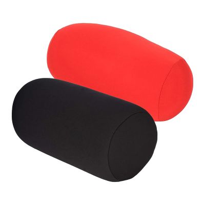 2 Pcs Microbead Bolster Tube Pillow, Squishy Neck Arm Back Support Roll Body Cushion Pillows Cylinder Bean Bag Throw Pillow for Plane Car Travel Recliner Sleeping, 11.8 x 6.3 Inch, Black + Red