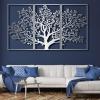ICEWQOQU Tree of Life Wall Art, 3 Piece Metal Tree Wall Decor, Outdoor Metal Wall Art for Living Room, Bedroom, Bathroom, Hanging Over Bed Decor, Home Decor (34" W x 20" H / 87x50 cm, silver) view 1