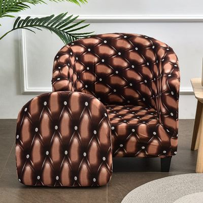 Armchair Covers Single Club Chair Cover Sofa Cover Printed Round Barrel Chair Covers All-inclusive Protective Cover Semi-circular Tub Chair Slipcover Removable Furniture Protector for Living Room