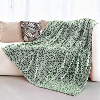 Green Leopard Print Blanket Fleece Blanket Plush Cozy Soft Green Throw Blanket Cozy Blankets for Couch Bed Sofa