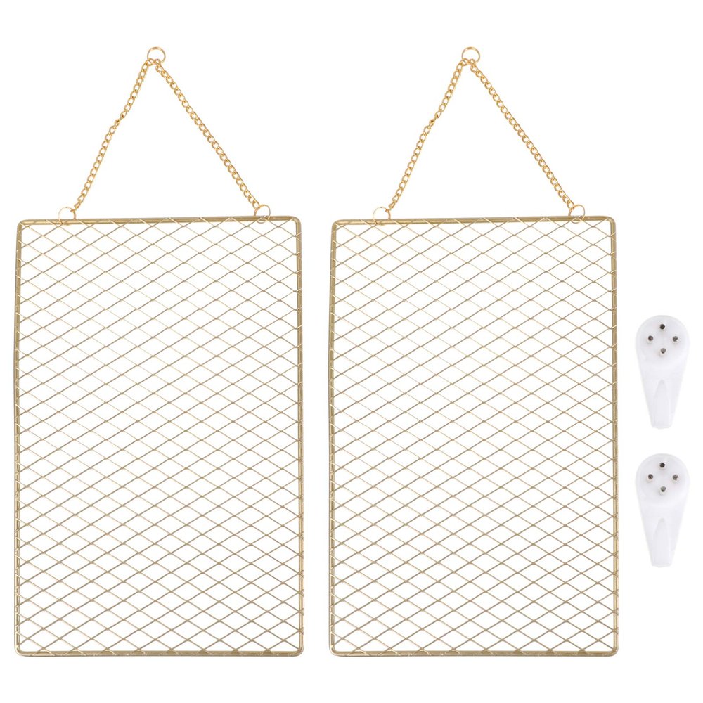 OSKOE Picture Hanging Wire 2pcs Earring Wall Holder Wall Grid Jewelry Organizer Gold Mesh Net Earring Bracelet Jewelry Wall Storage Holder for Home Metal Clothes Rack