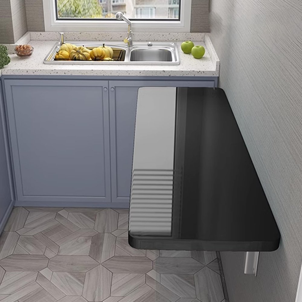 SAHUL Wall Mounted Folding, Heavy Duty Wall Mounted Table with Bracket, for Laundry Room, Kitchen, Home Bar, Kitchen & Dining Room Office Multifunctional Table 80x40cm/31.5x16in Black