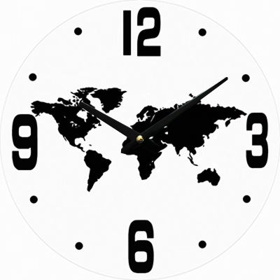 Modern Silent Wall Clock Non Ticking 16 Inch, Non Ticking Quartz Battery Operated Decorative for Kitchen, Living Room, Bedroom, Bathroom, Bedroom, Office(16",Map)
