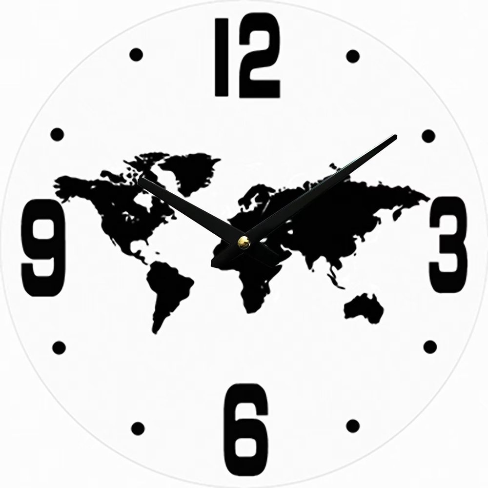 Modern Silent Wall Clock Non Ticking 16 Inch, Non Ticking Quartz Battery Operated Decorative for Kitchen, Living Room, Bedroom, Bathroom, Bedroom, Office(16",Map)