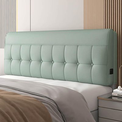 ZZYK Headboard Rest Cushion Wall Pillow,Wipeable Lumbar Cushion Bed Backrest Collision Upholstered Reading Pillow Removable Cover for Sofa Bed Bunk Bed,Green1,Full/47.2x23x2In