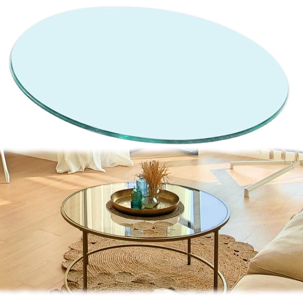 SAGIDAR Table Round Glass Table Top Tempered Glass, Clear Round Table Glass Top, 350MM 400MM 500MM Kitchen Dining Table Top, Glass Coffee Round Wood Table Round Glass Table Tops