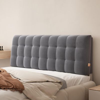 ZZYK Large Pillowboard Cushion Full Headboard Wall Pillow Bed Backrest,Fleece Upholstered Wedge Headboard Wall Mounted Reading Pillow Lumbar Support Pillow,Gray1,King/79x23x4In